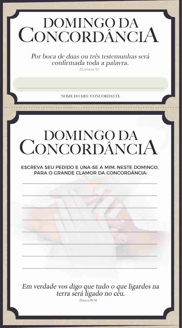 Folheto Domingo Da Concordância Canal Fé Forte