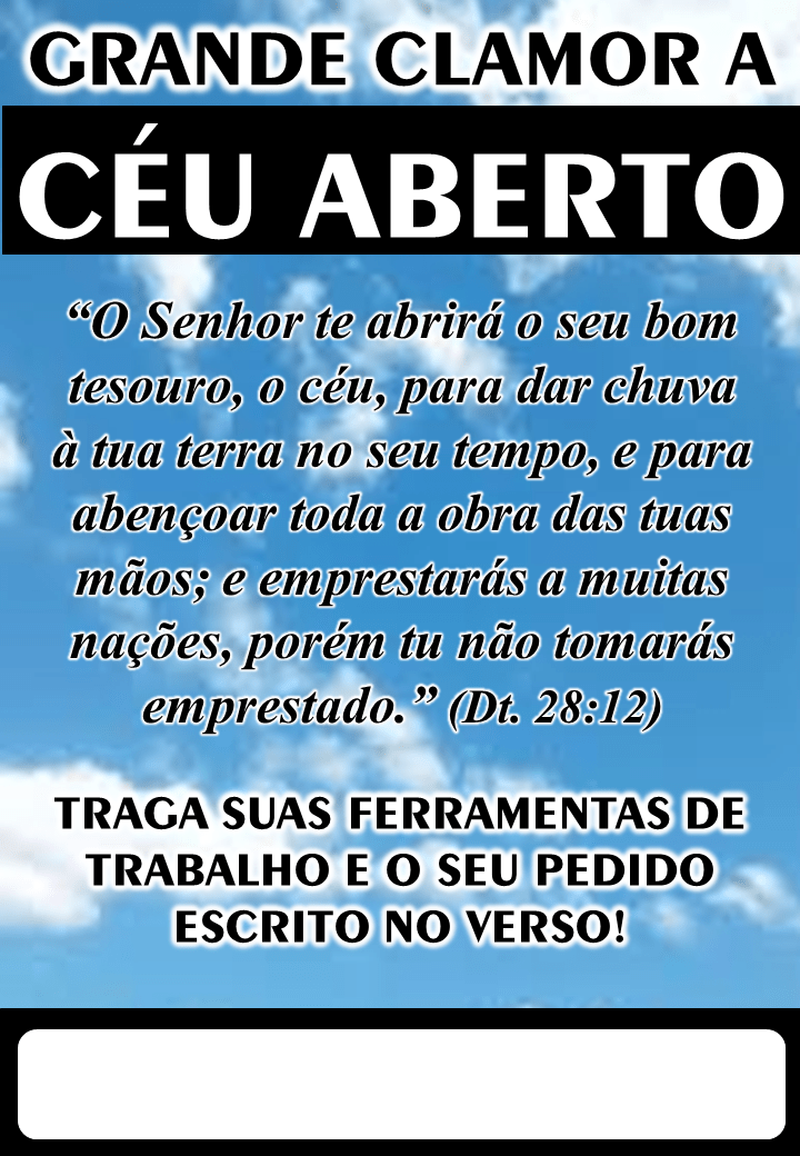 Folheto Grande Clamor A Céu Aberto Canal Fé Forte