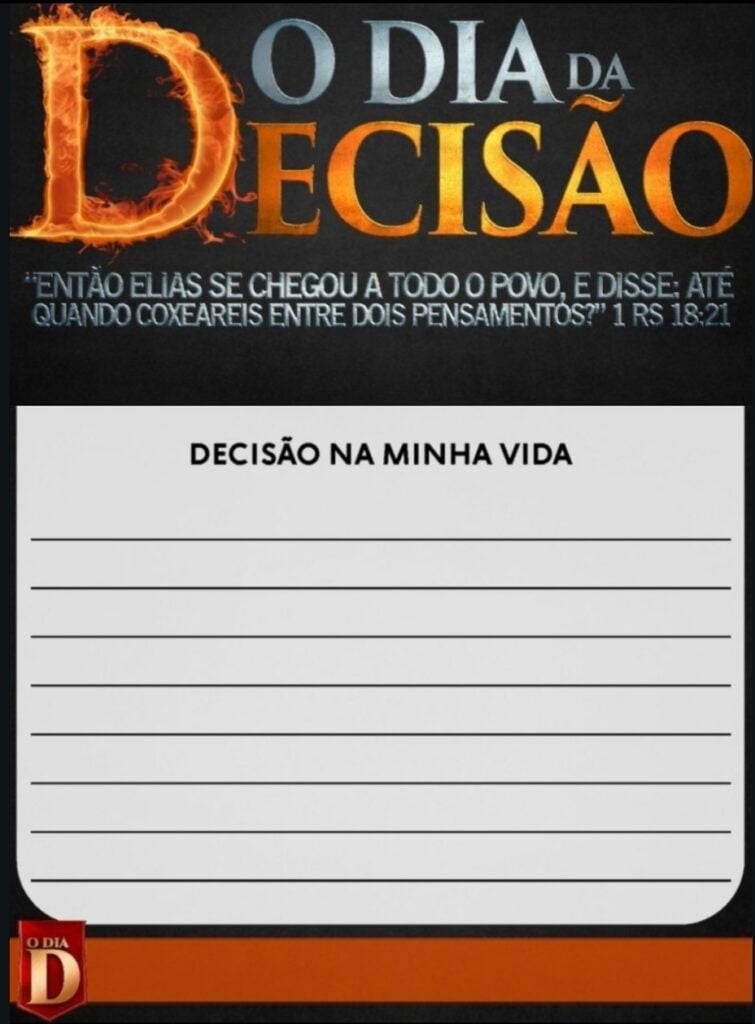 Folheto O Dia Da Decisão Canal Fé Forte