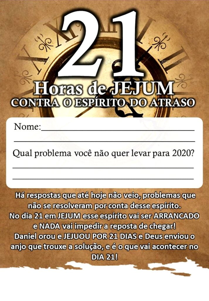 Folheto 21 Horas De Jejum Canal Fé Forte